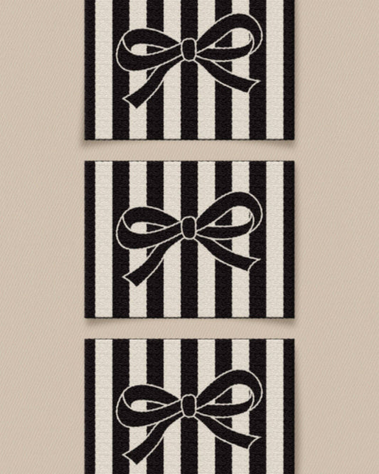 Black Bow Large Garment Labels: Set of 6