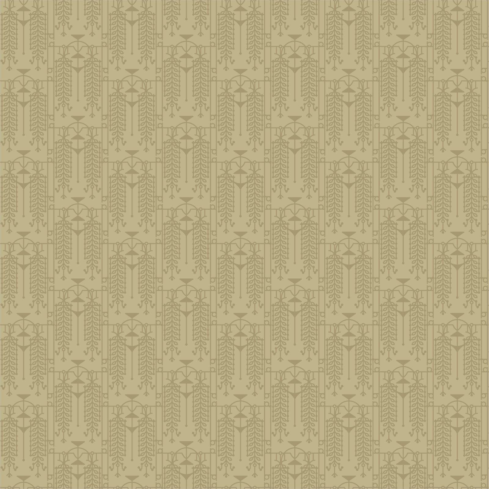 Cotton quilting fabric pattern called 'The House Beautiful Design A in Pale Mustard'. Part of the 'March Balloons' fabric collection. Designed by Frank Lloyd Wright Collection with Cloud 9 Fabrics for fabric company Cloud 9 Fabrics. SKU: 227540. 44-45 inch width.