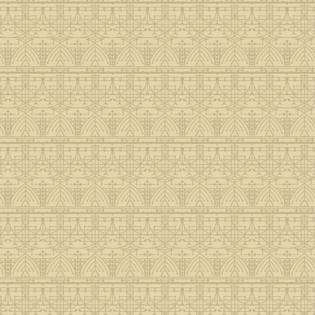 Cotton quilting fabric pattern called 'The House Beautiful Design B in Lemon White'. Part of the 'March Balloons' fabric collection. Designed by Frank Lloyd Wright Collection with Cloud 9 Fabrics for fabric company Cloud 9 Fabrics. SKU: 227545. 44-45 inch width.