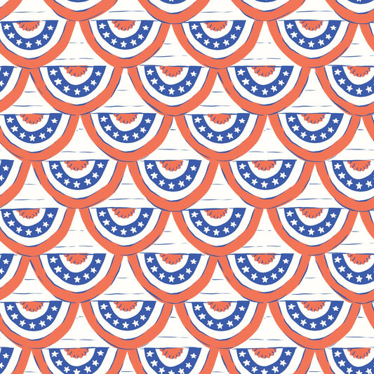 Red White and Bunting quilting fabric, part of the Stars, Stripes & Sun fabric collection by Krissy Mast (SKU: 227827)