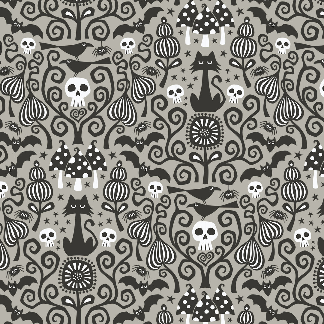 The Black Cat quilting fabric, part of the Gothic Whimsy fabric collection by Anequ Studio (SKU: 227989)