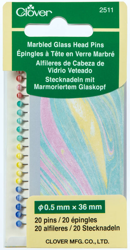 Clover - Marbled Glass Head Pins - 2511CV