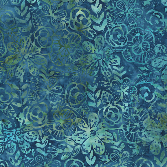Grandeur - Etched Floral in Lake - Baliscapes - 2927Q-X - Half Yard