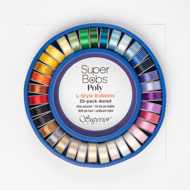 Superior Threads - SuperBobs Polyester Bobbin 35 Color L-Style Donut Set
