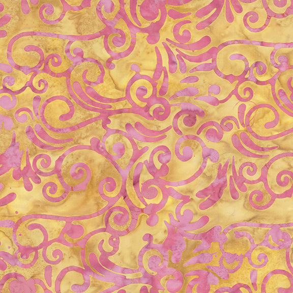 Tropical Sunset - Scrolls in Goldie - Jacqueline De Jonge - 30009Q-X - Half Yard (Preorder)