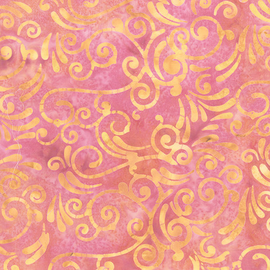 Tropical Sunset - Scrolls in Pink - Jacqueline De Jonge - 30013Q-X - Half Yard (Preorder)