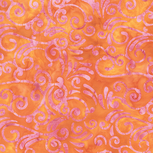 Tropical Sunset - Scrolls in Orange - Jacqueline De Jonge - 30016Q-X - Half Yard (Preorder)