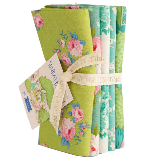 Sunday Brunch Fat Quarter Bundle, 5 Pieces {Lime} - by Tilda Fabrics