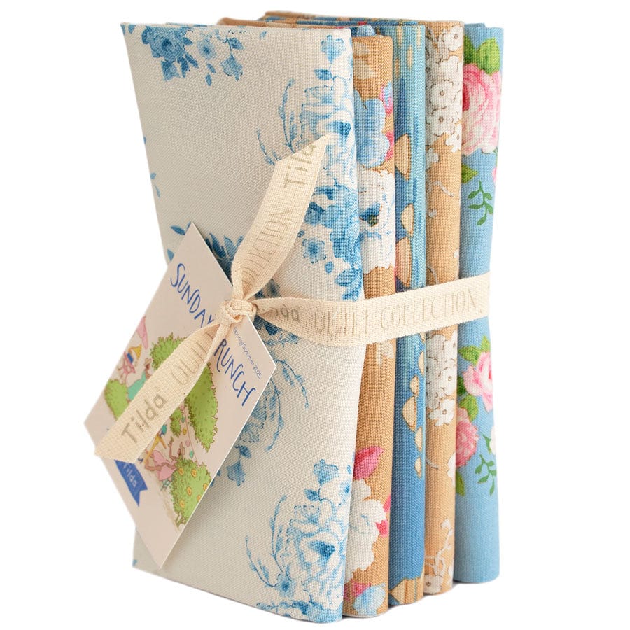 Sunday Brunch Fat Quarter Bundle {Blue}, 5 Pieces - by Tilda Fabrics
