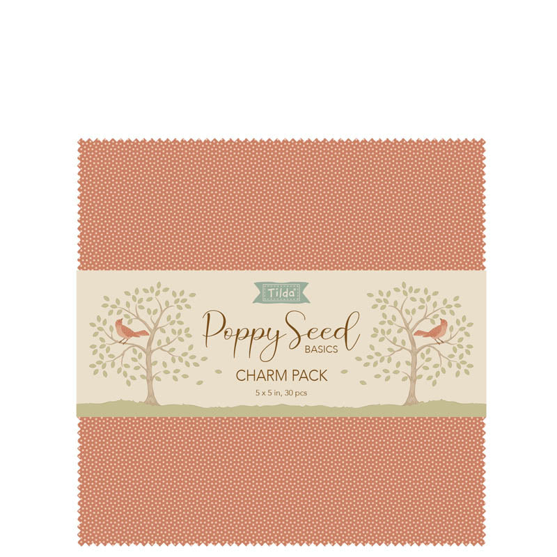 Poppy Seed 5-Inch Charm Pack by Tilda Fabrics, 30 Pieces