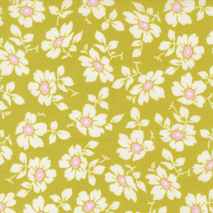 Cosmos in Grass quilting fabric, part of the Summers End fabric collection by Fig Tree Co (SKU: 35431 18)