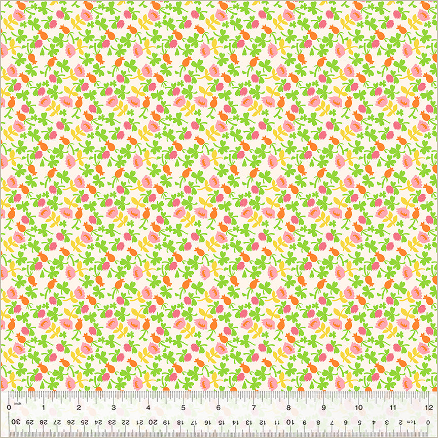 A closeup shot of the quilting fabric pattern called Calico, designed by Heather Ross, in the pink colorway. The SKU is 37027D-6.