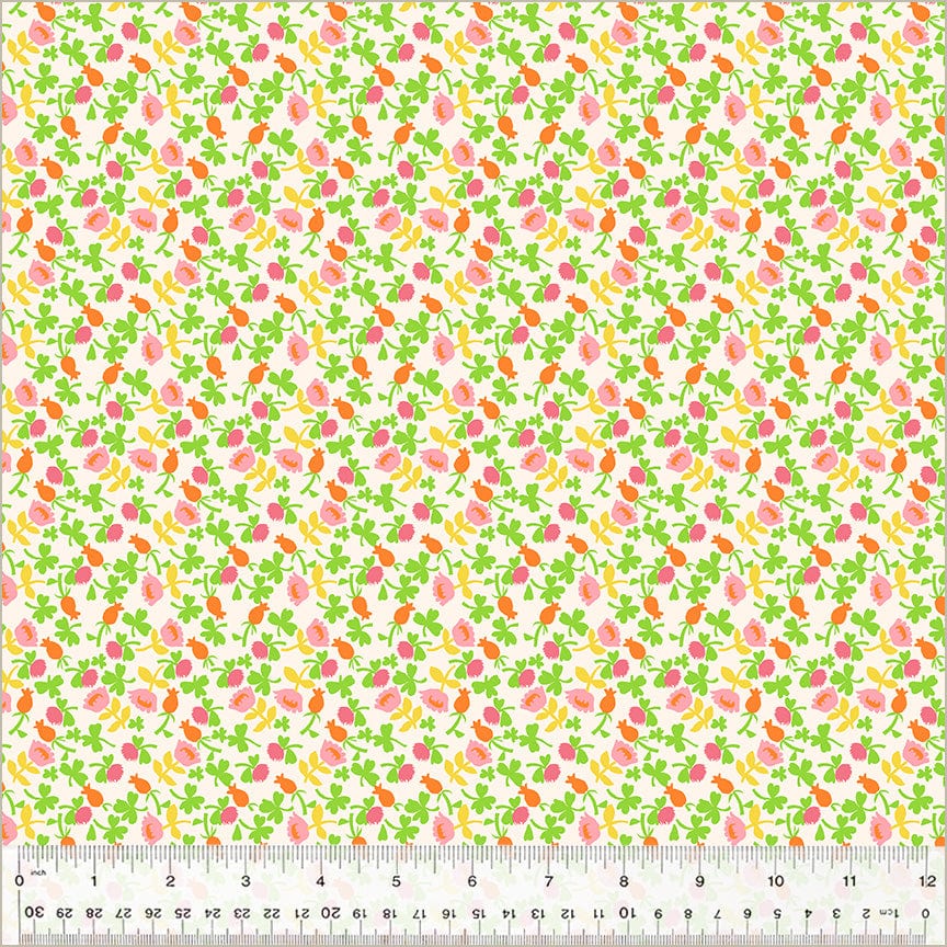 A closeup shot of the quilting fabric pattern called Calico, designed by Heather Ross, in the pink colorway. The SKU is 37027D-6.