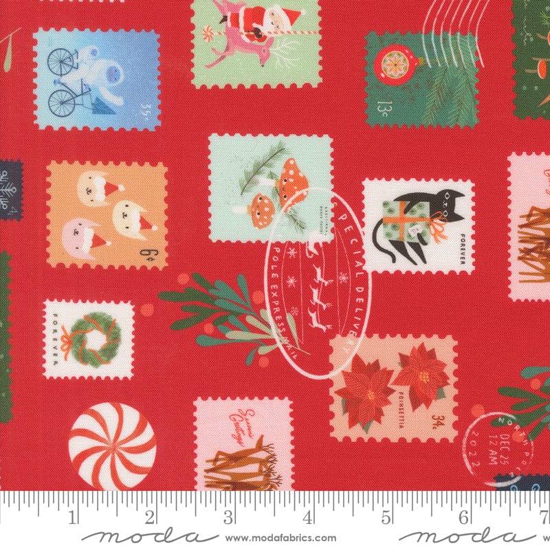 Tiny Christmas - Christmas Stamps in Christmas Red - Lizzy House - 37132 12 