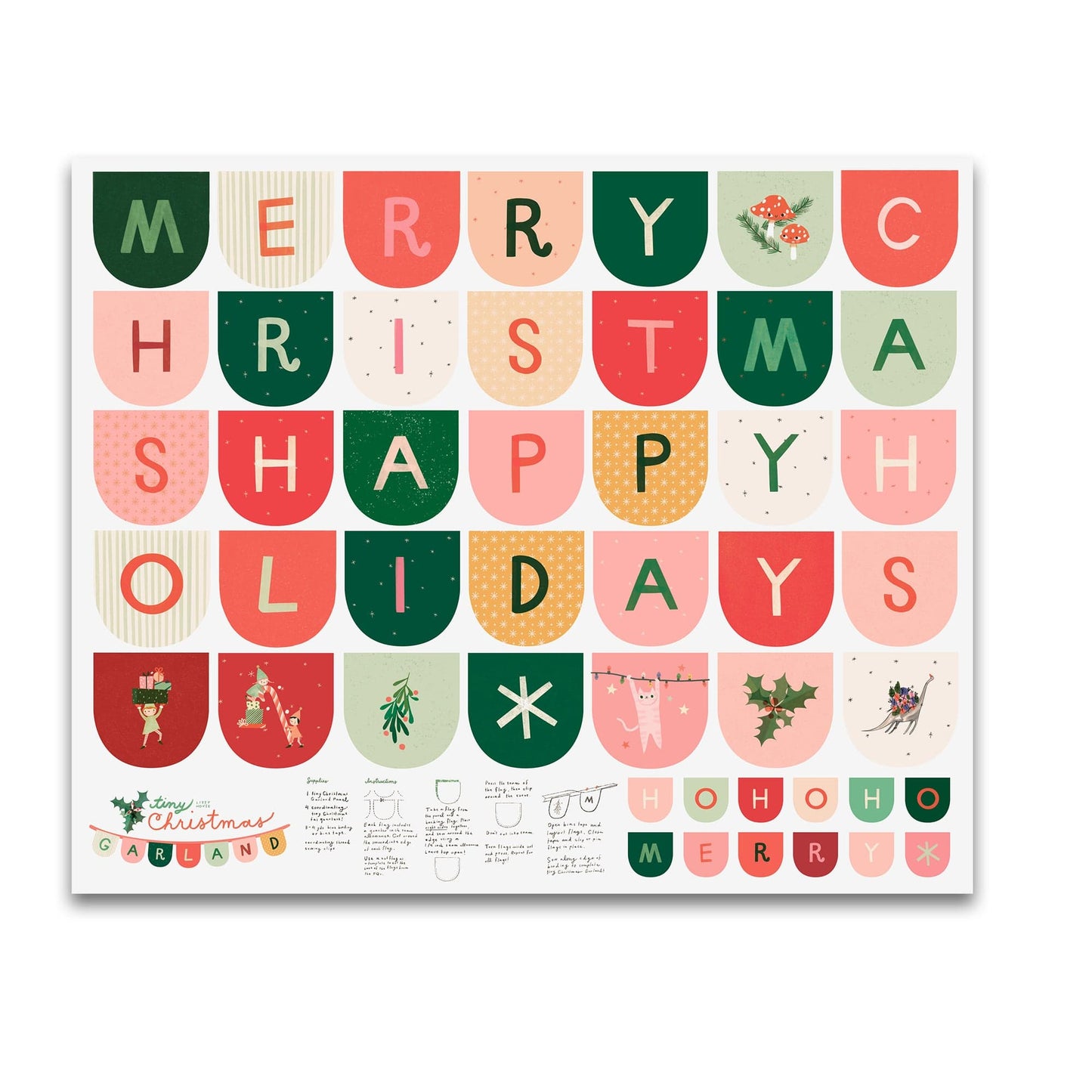 Tiny Christmas - Garland Panel - 36" x 44" - Lizzy House - 37138 11 