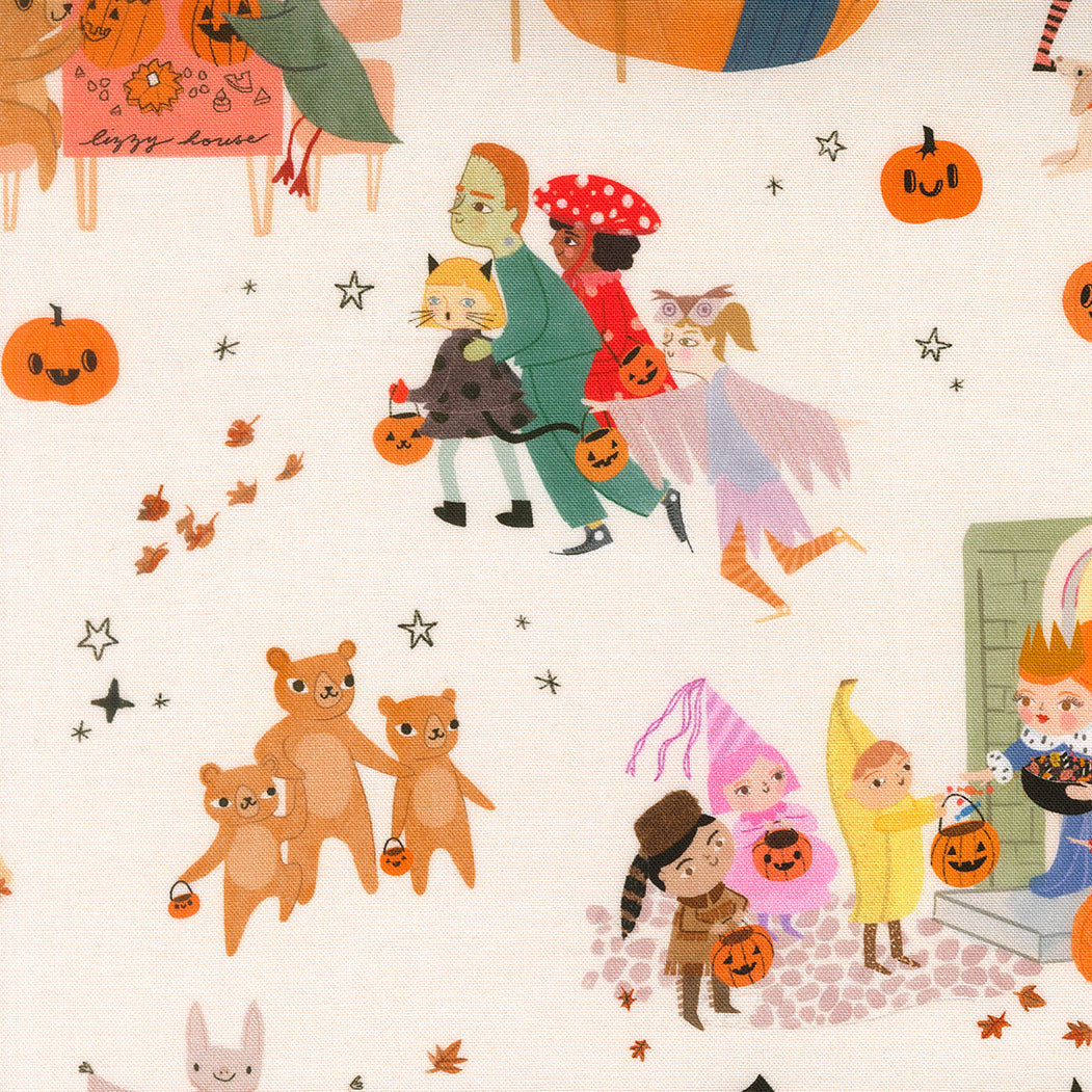 Only Treats Festival in Ghost quilting fabric, part of the Only Treats fabric collection by Lizzy House (SKU: 37150 11)