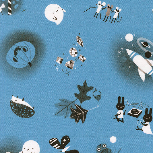 Endpapers in Sky quilting fabric, part of the Only Treats fabric collection by Lizzy House (SKU: 37151 17)