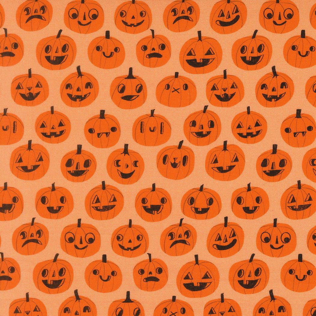 Pumpkins in Apricot quilting fabric, part of the Only Treats fabric collection by Lizzy House (SKU: 37154 20)