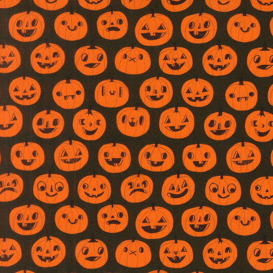 Pumpkins in Midnight quilting fabric, part of the Only Treats fabric collection by Lizzy House (SKU: 37154 24)