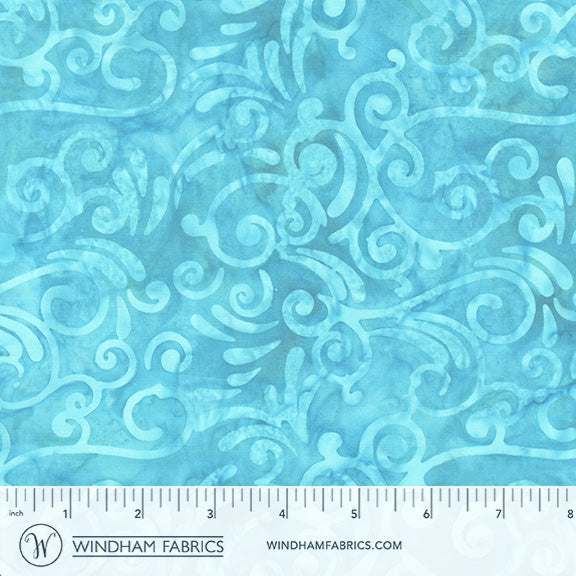 Seaside Blue - Scrolls in Turquoise - Jacqueline De Jonge - 3984Q-X - Half Yard (Preorder)
