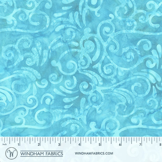 Seaside Blue - Scrolls in Turquoise - Jacqueline De Jonge - 3984Q-X - Half Yard (Preorder)