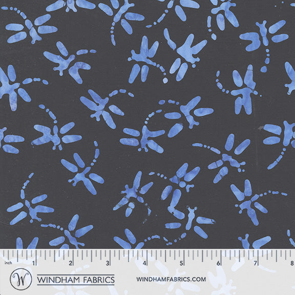 Seaside Blue - Dragonflies in Black - Jacqueline De Jonge - 3991Q-X - Half Yard (Preorder)