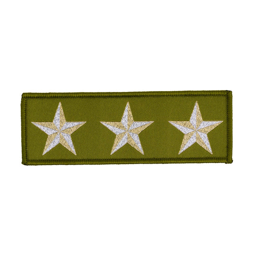 High Flight - 3 Star in Olive - by Sarah Thomas - 38x113mm - Iron-On Applique Patch