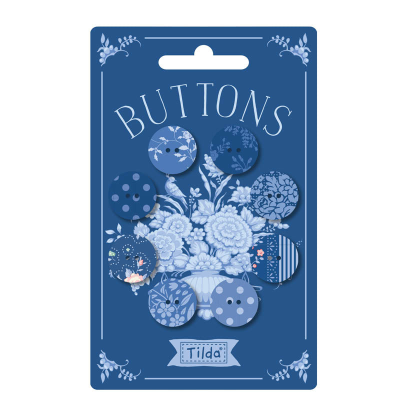 Something Blue Buttons (Dark) by Tilda Fabrics (20 mm), 8 pieces