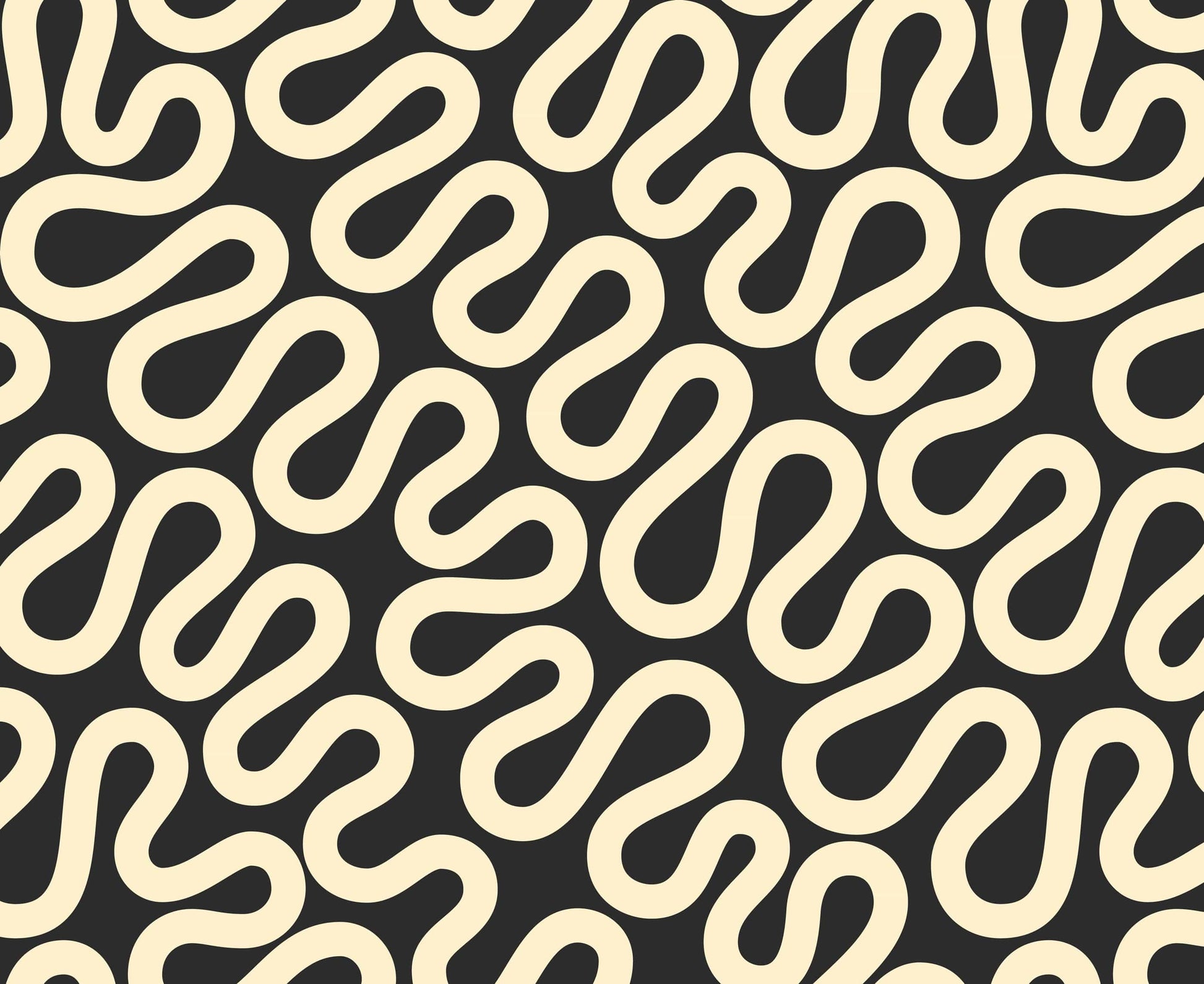 A closeup shot of the quilting fabric pattern called Unspooled, designed by Emily Van Hoff, in the tuxedo colorway. The SKU is 42372 27.