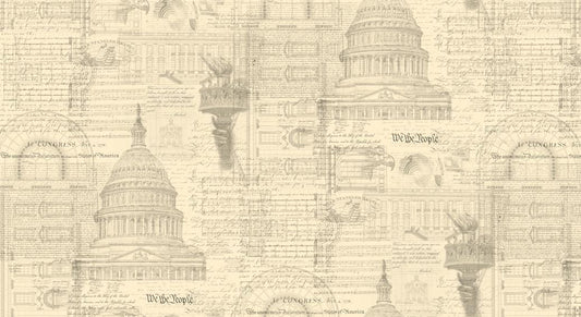Americana in Porcelain quilting fabric, part of the 3 Sisters Patriotic fabric collection by 3 Sisters (SKU: 44373 11)