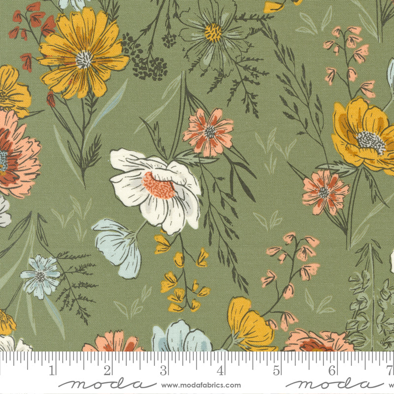 Woodland Wildflowers - Wildflower Wonder in Stone Moss - 45580 21 - Half Yard