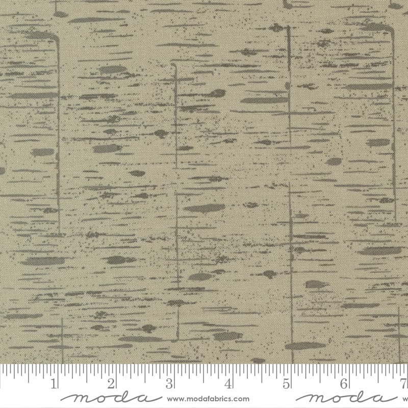 Cotton quilting fabric pattern called 'Birch in Taupe'. Part of the 'Woodland Wildflowers' fabric collection. Designed by Fancy That Design House for fabric company Moda Fabrics. SKU: 45586 13. 44-45 inch width.