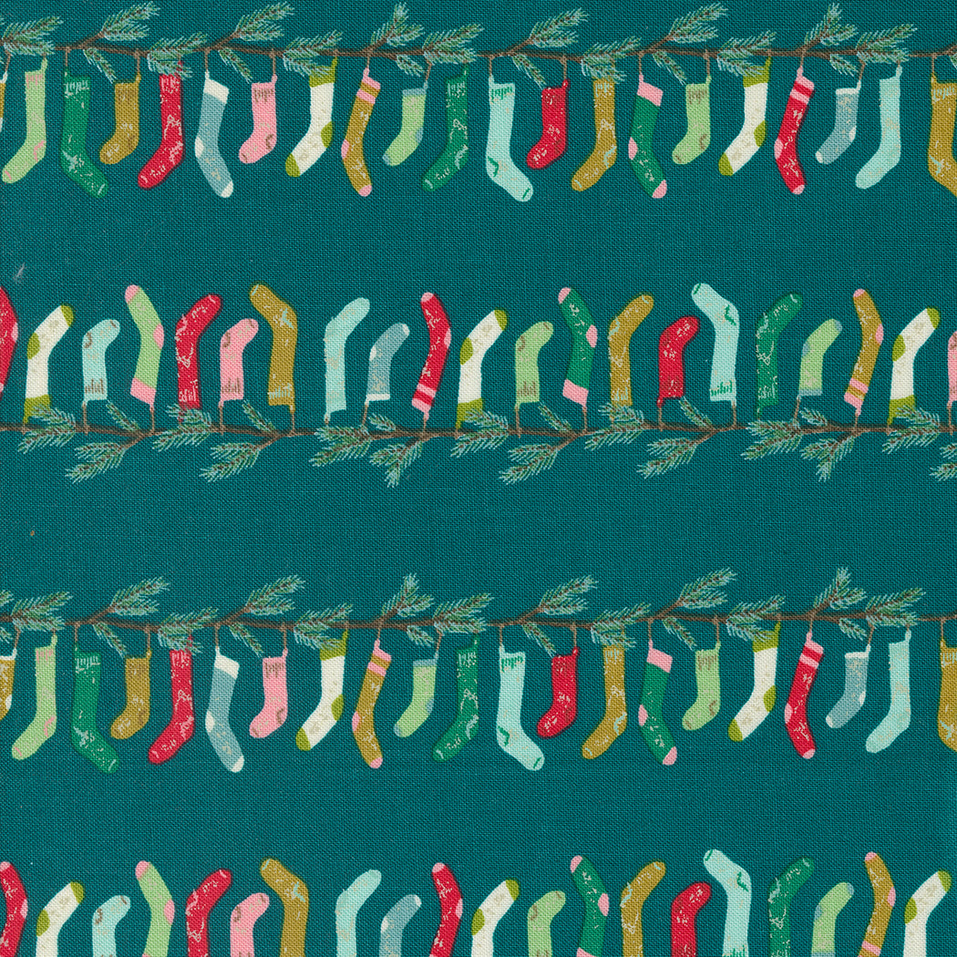 PREORDER - Cozy Wonderland - Stocking Stripe in Teal - 45592 15 - Half Yard