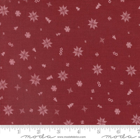 Cotton quilting fabric pattern called 'Knit Toss in Burgundy'. Part of the 'Cozy Wonderland' fabric collection. Designed by Fancy That Design House for fabric company Moda. SKU: 45597 13. 44-45 inch width.