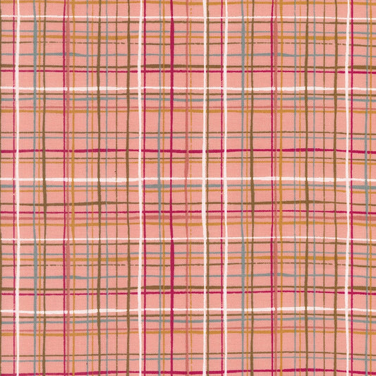 Cotton quilting fabric pattern called 'Lattice Lines in Cameo'. Part of the 'Things Above' fabric collection. Designed by Fancy That Design House for fabric company MODA. SKU: 45615 20. 44-45 inch width.