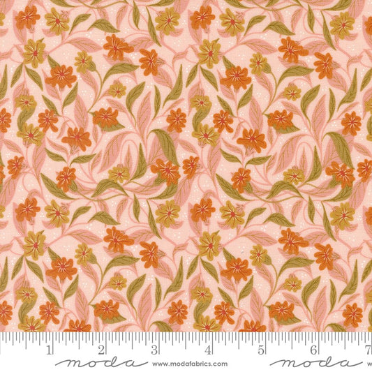 Cotton quilting fabric pattern called 'Make It Pretty in Blush'. Part of the 'Woodland Wonder' fabric collection. Designed by Gingiber for fabric company MODA. SKU: 48393 18. 44-45 inch width.