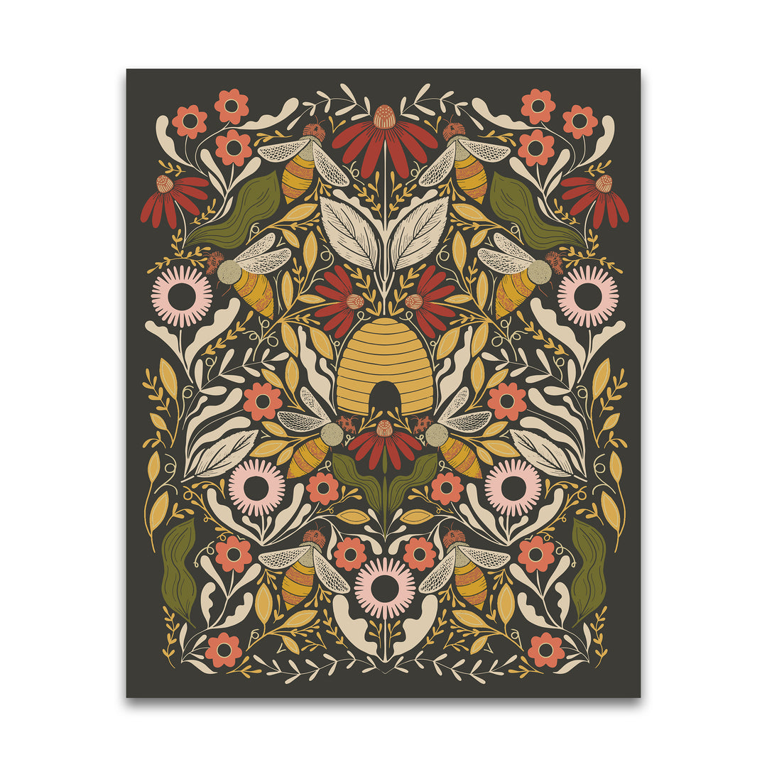 PREORDER - Bee Garden - 36" x 44" Panel - Metallic Black - Gingiber - 48418 21M - Panel

