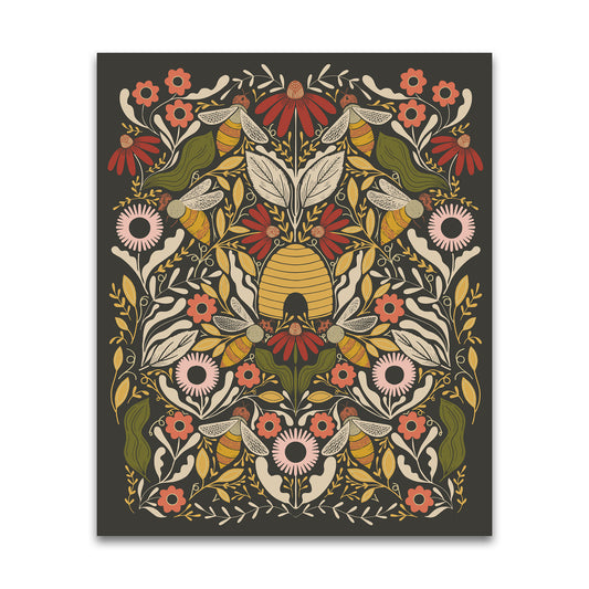 PREORDER - Bee Garden - 36" x 44" Panel - Metallic Black - Gingiber - 48418 21M - Panel
