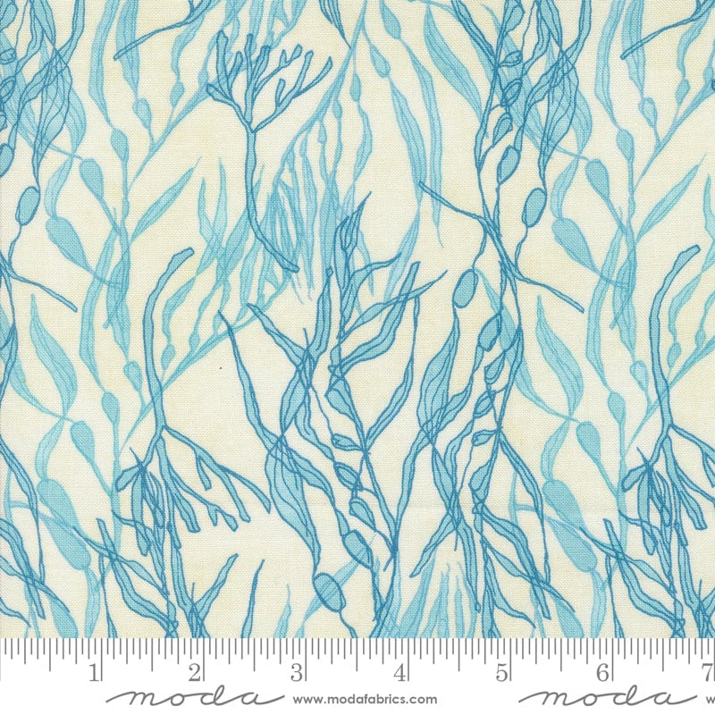 Cotton quilting fabric pattern called 'Seaweeds in Cloud'. Part of the 'Serena Shores' fabric collection. Designed by Robin Pickens for fabric company Moda. SKU: 48773 11. 44-45 inch width.