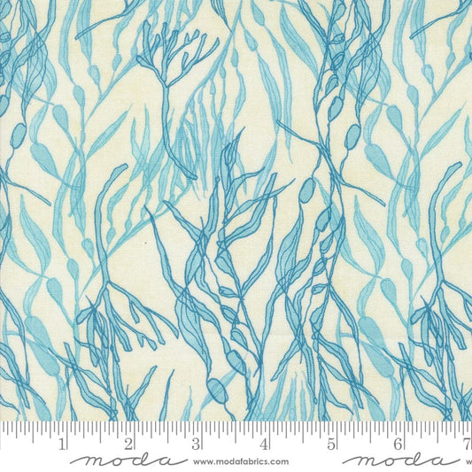 Cotton quilting fabric pattern called 'Seaweeds in Cloud'. Part of the 'Serena Shores' fabric collection. Designed by Robin Pickens for fabric company Moda. SKU: 48773 11. 44-45 inch width.
