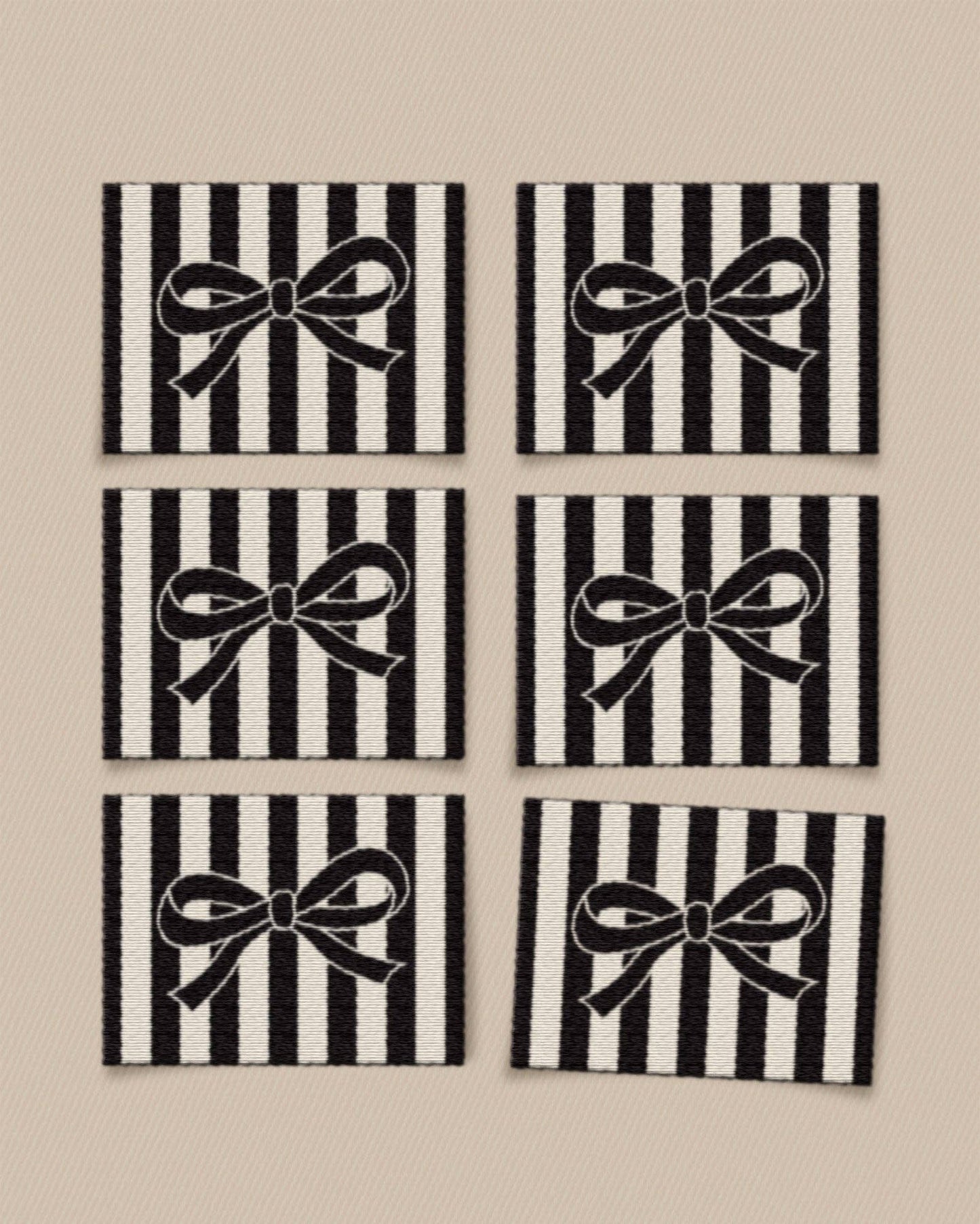 Black Bow Large Garment Labels: Set of 6