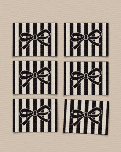 Black Bow Large Garment Labels: Set of 6