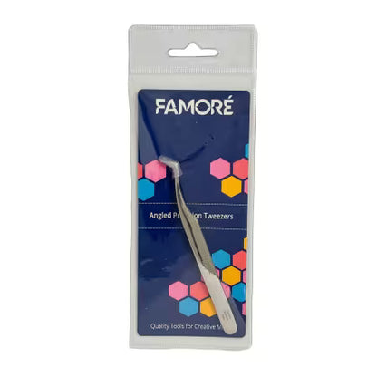Famore - Swiss 4 1/2in Precision Angled Tweezers