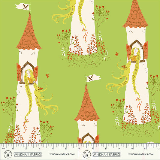 Rapunzel in Green quilting fabric, part of the Heather Ross Favorites fabric collection by Heather Ross (SKU: 51197D-1)