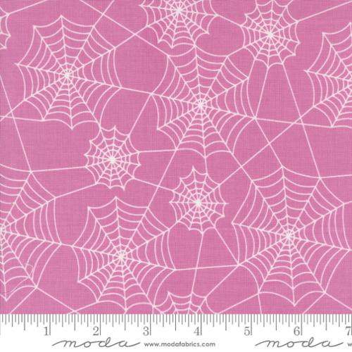 Cotton quilting fabric pattern called 'Webs in Purple Haze'. Part of the 'Hey Boo' fabric collection. Designed by Lella Boutique for fabric company Moda. SKU: 5213 15. 44-45 inch width.