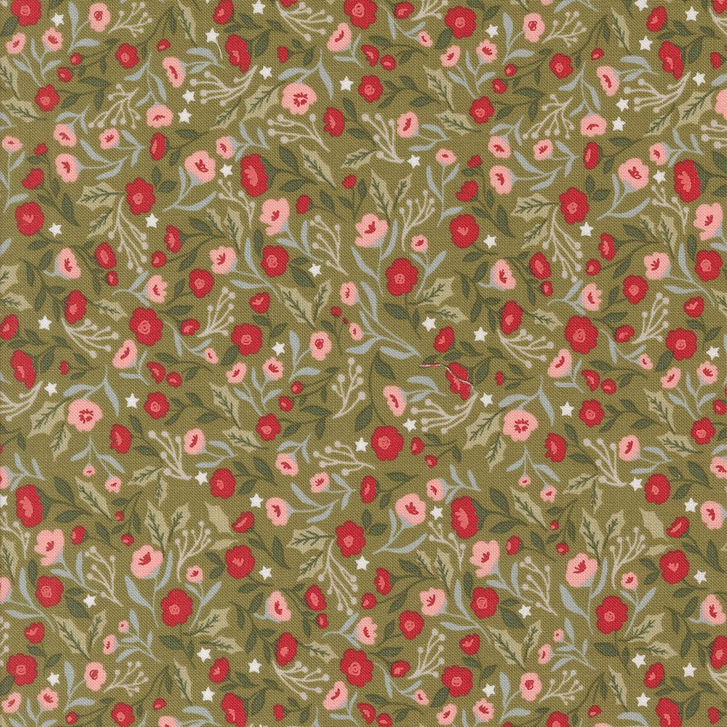 Christmas Posies in Sage - Berry & Pine by Lella Boutique - Half Yard Fabric