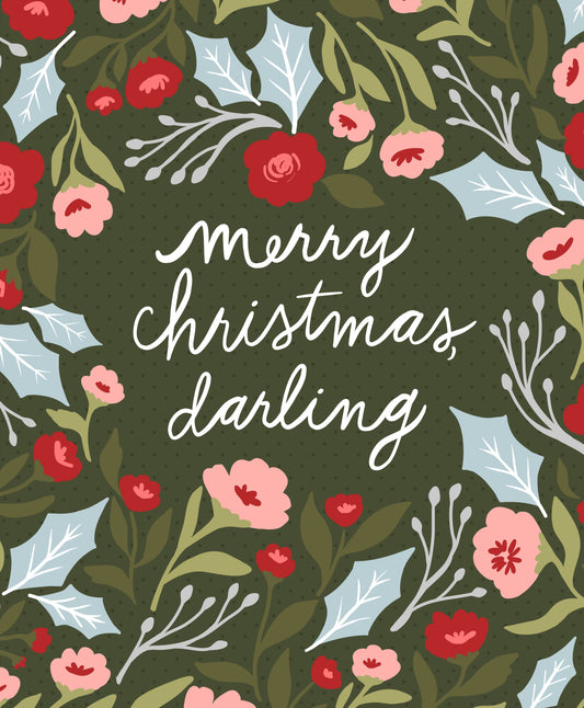 Merry Christmas Darling - Berry & Pine by Lella Boutique - Prepackaged 72" X 58" Panel