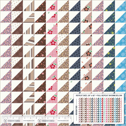 Triangle Stripe Cheater in Ivory quilting fabric, part of the Made Easy fabric collection by Denyse Schmidt (SKU: 53030D-1)