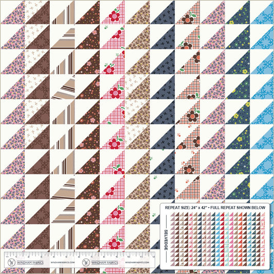 Triangle Stripe Cheater in Ivory quilting fabric, part of the Made Easy fabric collection by Denyse Schmidt (SKU: 53030D-1)