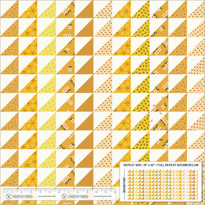 Triangle Stripe Cheater in Golden quilting fabric, part of the Made Easy fabric collection by Denyse Schmidt (SKU: 53030D-2)